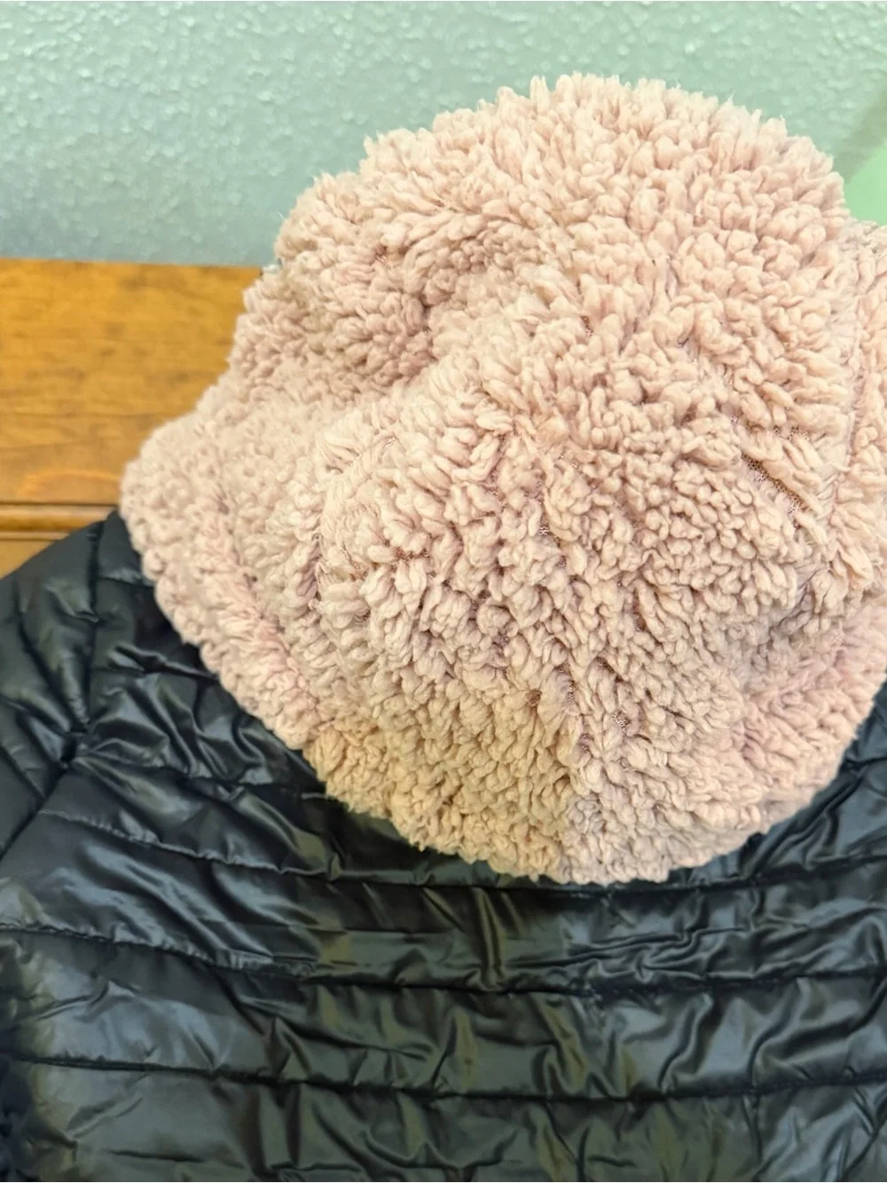 Michael Kors Girls 7/8 Black Puffer Jacket Pink Sherpa Hood Rose Gold